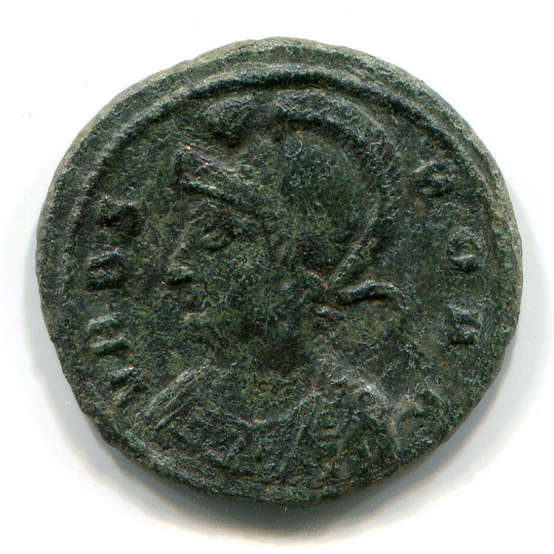 Roman coin showing the tutelary goddess, Roma.