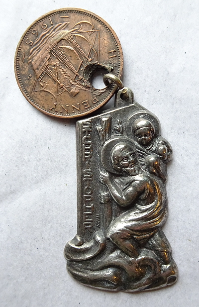 Saint Christopher charm with coin
